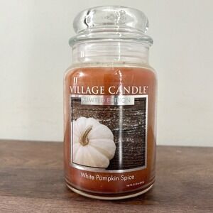 Village Candle White Pumpkin Pie Spice Limited Edition Large 26Oz Jar 2 Wick New